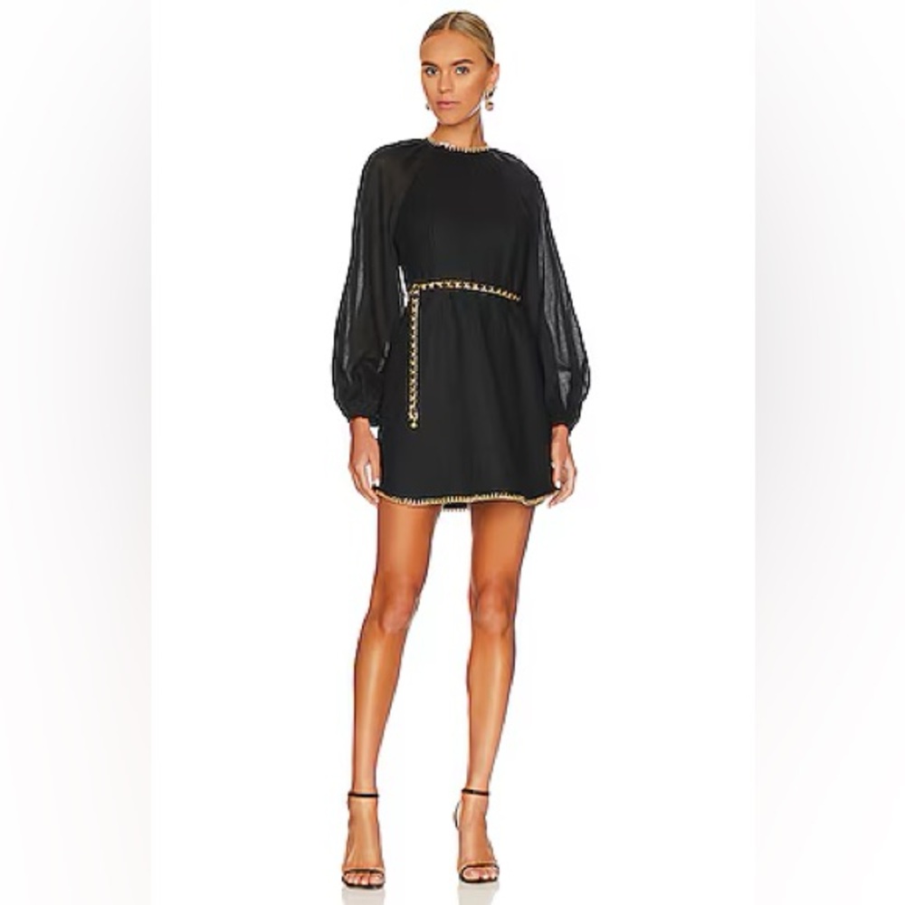 💕SOLD💕ZIMMERMANN Open-back
Embellished Linen Mini Dress In Black